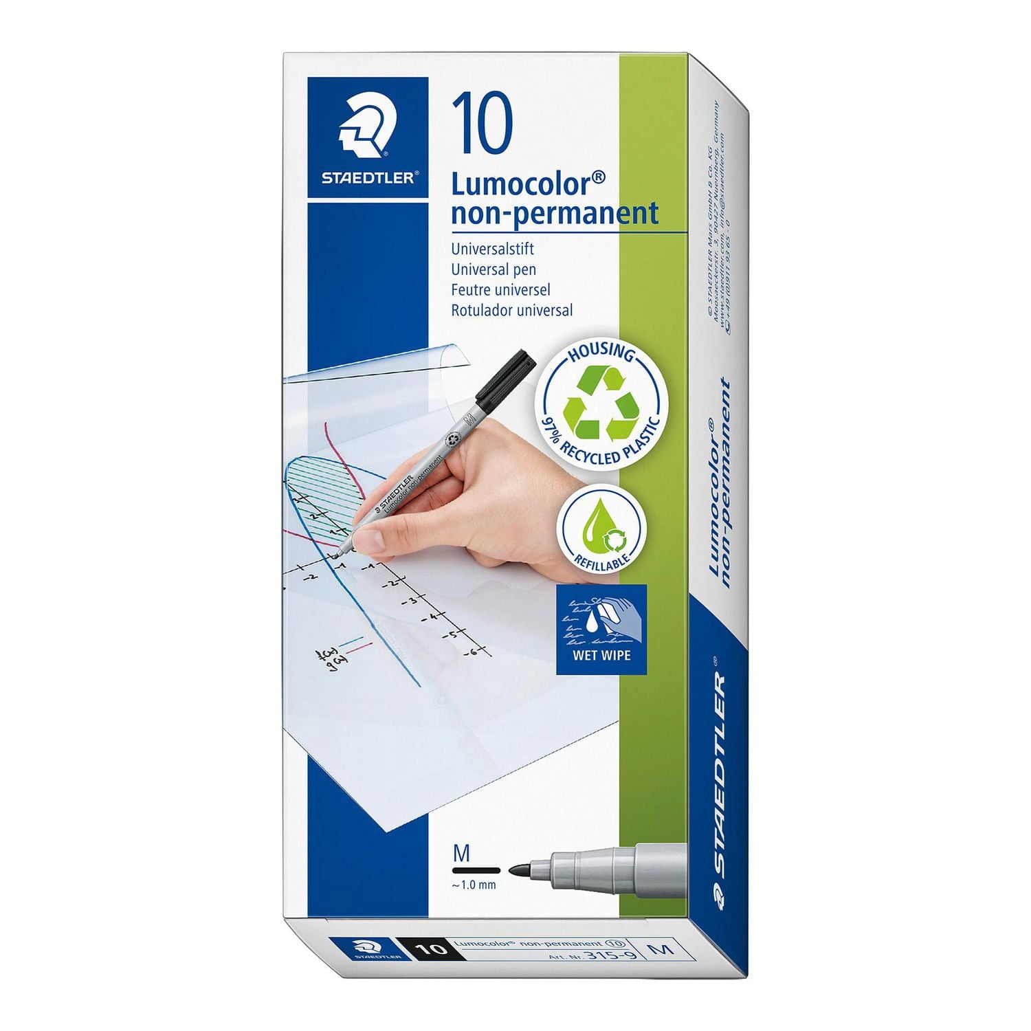 Staedtler Lumocolor Non-permanent Marker Pens, Pack of 10