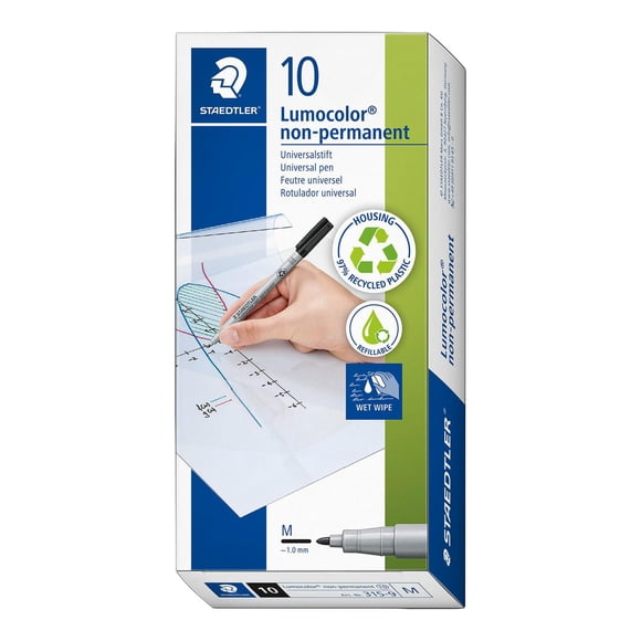 Staedtler Lumocolor Non-permanent Marker Pens, Pack of 10