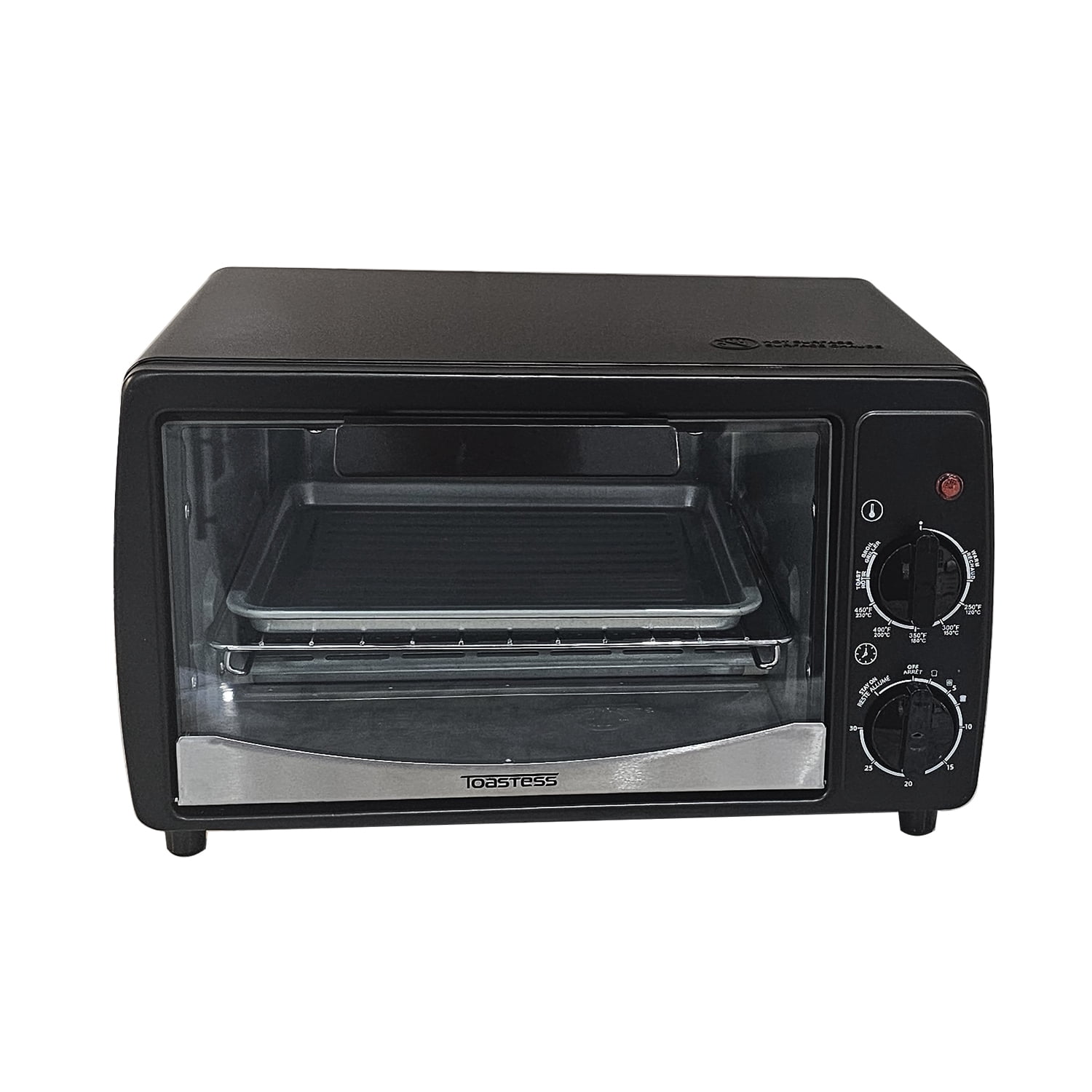 Toastess - Toaster Oven, 4 Slice Capacity, Temperature Control, 1000 Watts, Black