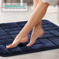 thumbnail image 3 of Clara Clark Bathroom Rugs, Velvet Memory Foam Bath Mat, Ultra Soft Non Slip and Absorbent - Tiled - Small - Navy, 3 of 6