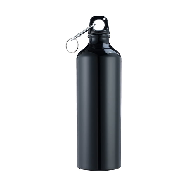 Amdohai Bouteille d'Eau de 500 ml avec Mousqueton, Illustrée en Fini Aluminium Noir. Légère, Réutilisable et Étanche, avec un Goulot Rond et compact pour Boire Facilement et une base Antidérapante pour la Stabilité. Convient aux sports, à la Randonnée, au camping, au gym et aux Voyages.
