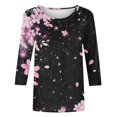 thumbnail image 4 of Babysbule T-Shirt d'Été à Manches 3/4 pour Femmes, Col Rond, Coupe Ample, Tunique Florale Mode 2025, 4 of 4