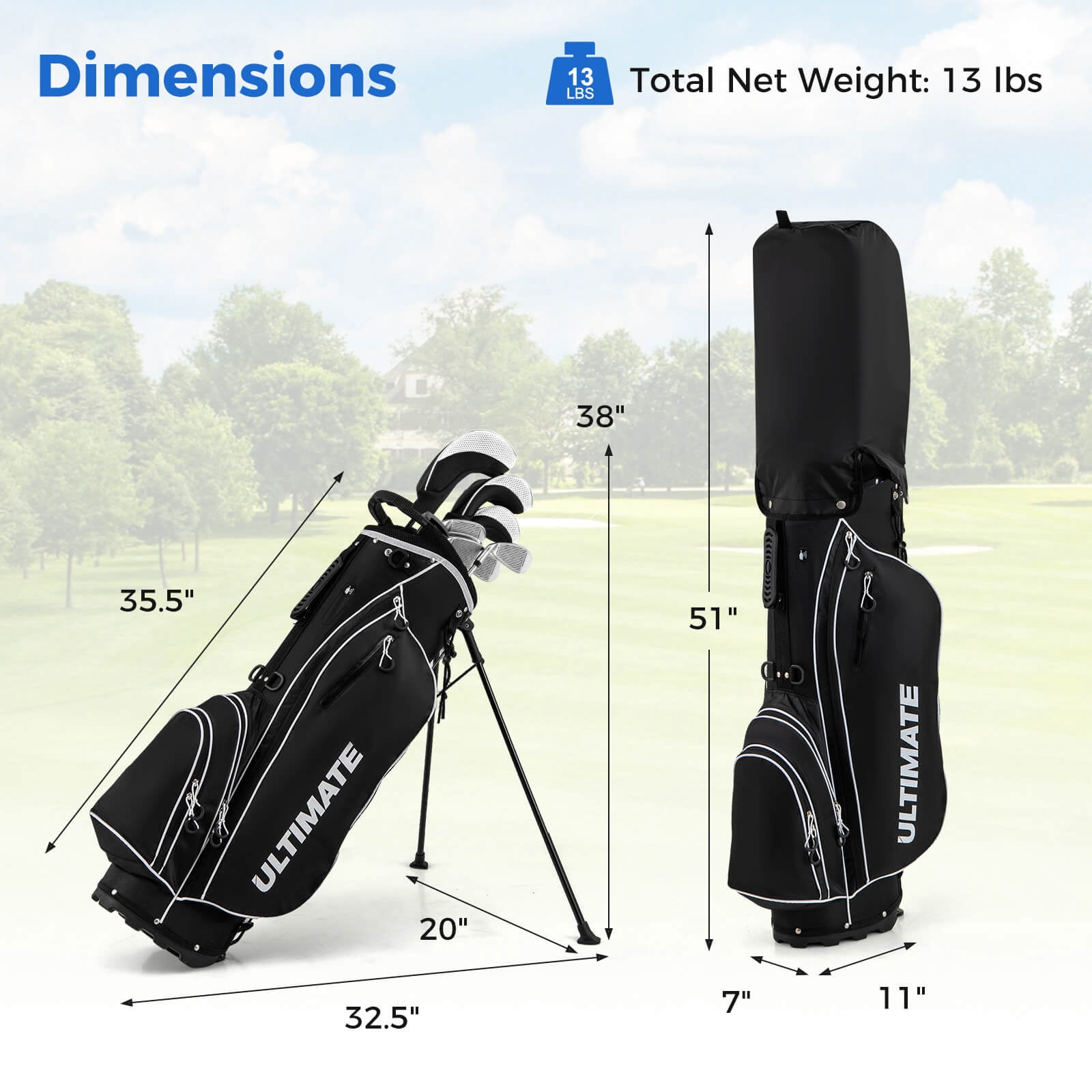 Men's Complete Golf Clubs Package Set 10 Pieces Includes Alloy