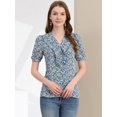 thumbnail image 3 of Unique Bargains Blouse à Manches Courtes Bouffantes à Boutons Imprimé Floral pour Femmes, 3 of 6