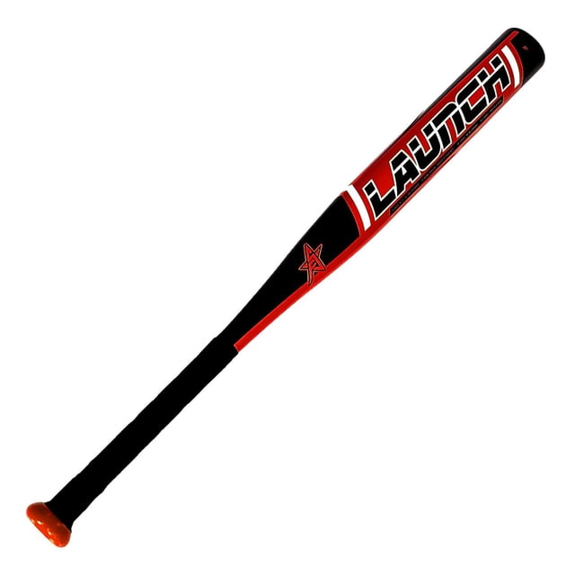 Future Stars 25" Launch 2515 Aluminum Tee-Ball Bat in red and black with a 2-inch barrel and durable aluminum construction, featuring a black grip handle, designed for youth tee-ball players developing hitting skills.
