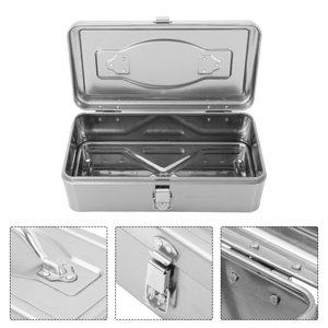 HAMPPLIES Grand outil en acier inoxydable Coffre Portable Metal Tool Boîte de rangement avec poignée pour l'atelier