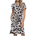 thumbnail image 2 of EGNMCR Robes d'Été Femmes Tendance 2024 Robe Décontractée pour Femme Imprimée à Manches Courtes Col Ras du Cou à Lacets avec Poches, 2 of 6