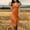 Orange, variant on Lovzfmll Women Round Neck Sleeveless Bodycon Midi Dress, Faux Texture Fringe Hem Front Zipper Dress Black, 2XL