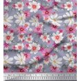 thumbnail image 1 of Soimoi Velvet Fabric Cosmos Floral Printed Fabric 1 Yard 58 Inch Wide, 1 of 3
