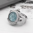 thumbnail image 4 of Finger Ring Watch Flip Up Cover Round Rose Flower Women Finger Quartz Watch(Blue ), 4 of 11