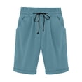 thumbnail image 2 of DPTALR Women's Summer Elastic Waist Drawstring Side Pocket Solid Color Short Pants 5/4, 2 of 6