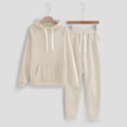 thumbnail image 4 of Kcodviy Women's Solid Color Fleece Misses Business Suits Solid Color with Hat Wedding Pant Suits Petite Size Sports Suit Women, 4 of 8