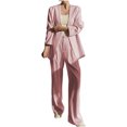 thumbnail image 1 of Timegard 2 Piece Suits Set for Women Button V Neck Open Front Jackets Business Office Wide Leg Pant Blazer Outfits, 1 of 6