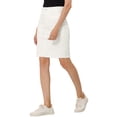 thumbnail image 4 of Unique Bargains Women's Basic Distressed High Waist Ripped Hem Washed Denim Skirt, White, L, 4 of 6
