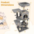 thumbnail image 3 of Costway 44" Tall Multi-level Cat Tree with Cushion Top Perch, 2-Entrance Large Cat Condo Light Gray, 3 of 10