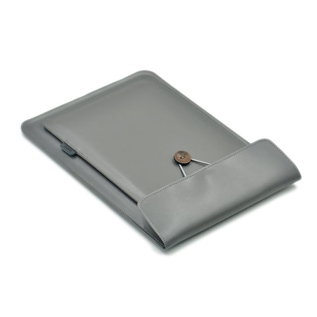 Double Layer High Capacity Laptop Bag Cover,Microfiber Leather NoteBook Sleeve Case For Surface Go 10" Pro7 12.3" Laptop2 Pro X, Faux Leather 13.5in Case, Grey