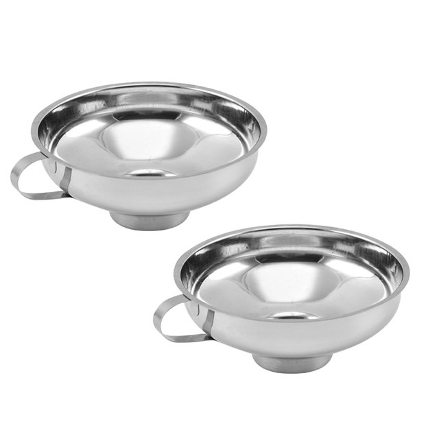Oleegame 2PC Stainless Steel Canning Funnel Wide Mouth Wide Mouth Jar Funnel With Handle For Wide Mouth And Regular Mouth Wide Mouth Jars Food Grade Metal Jam Funnel