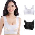 thumbnail image 2 of RKSTN Bras for Women Traceless Comfortable No Steel Ring High Elasticity Stretch 2PC Bras Solid Color Super Soft Breathable Gathering Plus Size Everydays Bras, 2 of 5