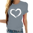 thumbnail image 3 of Babysbule Hauts pour Femmes en Liquidation Femmes Manches Courtes Col Rond Imprimé en Forme de Cœur Hauts Décontractés Blouse T-shirt, 3 of 8