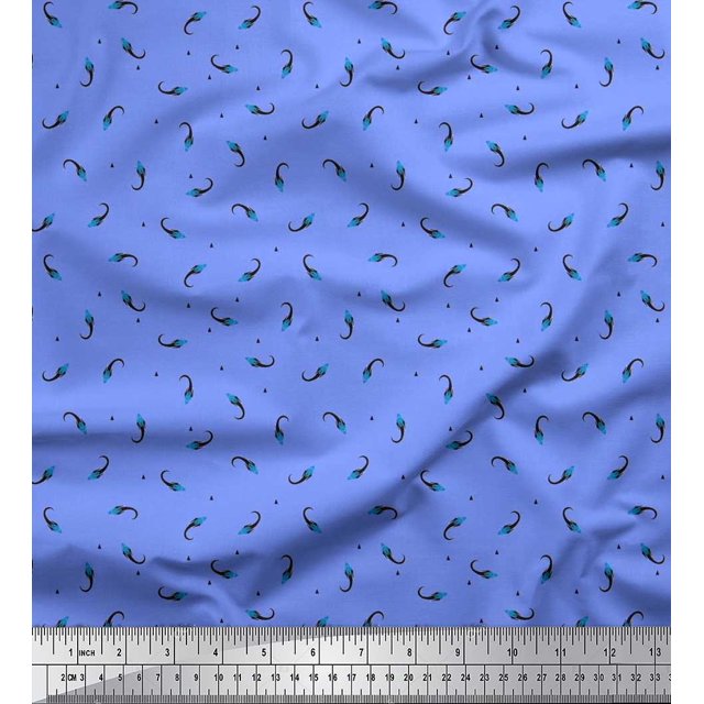 Soimoi Modal Satin Fabric Triangle & Rocket Cartoon Printed Craft Fabric by The Yard 42 Inch Wide