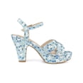 thumbnail image 3 of BLISSFUL STEP Women's Shoes Floral Pattern Platform Chunky Heel Open Toe Slingback Buckle Strap  Sandals Blue 9, 3 of 7