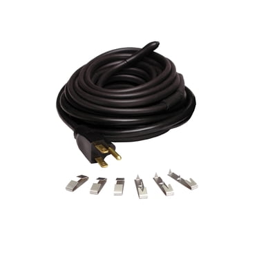 Wrap-On Roof and Gutter Deicing Cable - 175' Black Electric Heating Cord with 3 Prong Plug & 120 Volt Operation - 14176