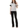 thumbnail image 2 of INSPIRE CHIC Blouse à Pois pour Femmes à Col Claudine Contrastant, Manches Courtes, Hauts, Blouses, L Blanc, 2 of 5