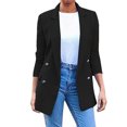 thumbnail image 1 of IROINID T-Shirts Réduits pour Dames Long Sleeve, Veste Manteau à Col Rabattu Uni pour Dames, Noir, 1 of 9