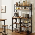 thumbnail image 3 of Bakers Rack with Power Outlet, Coffee Bar with Wire Drawer, Industrial Microwave Stand, Kitchen Buffet Table with Large Storage, 6-Tier Kitchen Storage Rack with Hutch, Rustic, 3 of 9