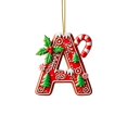 thumbnail image 2 of Hbdhejl 26 Pcs Lettres Rouges Décorations de Sapin de Noël Lettres de Canne de Bonbon avec Motif de Baies Mini Alphabet Ornements Suspendus Fête Maison Sapin de Noël Acrylique 2D, 2 of 4