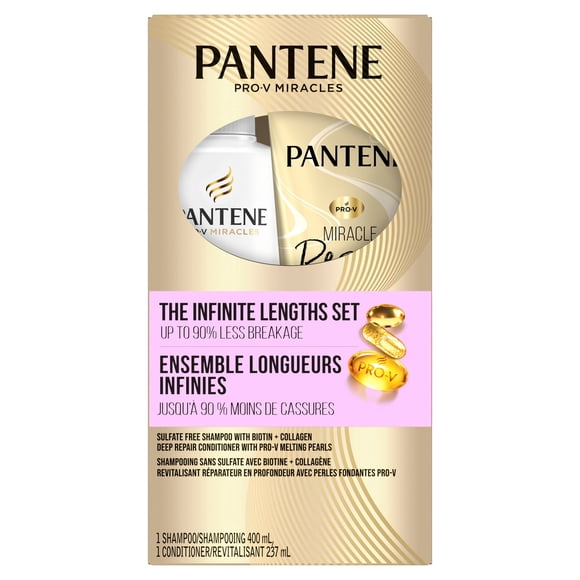 Pantene Paquet Double Pro-V Miracles Longueurs Infinies Shampooing à la Biotine + Miracle Rescue Revitalisant Réparateur en Profondeur