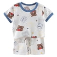 thumbnail image 1 of BOBOGOJP Pyjama 2 Doux à Manches Courtes Ensemble de Pyjama d'Été Extensible Court Vêtement de Nuit Grand (Marine, 2-3 Ans), 1 of 6