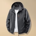 thumbnail image 2 of Sentmoon Coats for Men Solid Color Long Sleeve Hooded Neck Ski Jacket Men Waterproof Plus Size Zipper Windbreaker Men Clothes with Pockets Fall and Winter Streetwear for Walking and Daily, 2 of 9