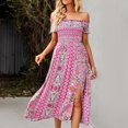 thumbnail image 2 of ANGGREK One Piece Off Shoulder Dress, Off Shoulder Slit Long Dress Floral Printed For Daily Life, 2 of 5