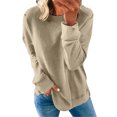 thumbnail image 1 of Pxiakgy Femmes Automne Hiver Ample Décontracté Décontracté Manches Longues Col Rond Chandail Uni Kaki + TG, 1 of 5