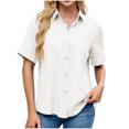 thumbnail image 2 of asjyhkr Womens Button down Shirts Short Sleeve Summer Causal Business Work Tops with Pockets Lightweight Comfy Soft Tees, 2 of 8