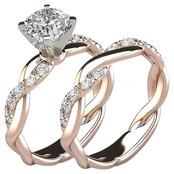 Weiqiqre Aubaines Ensemble 2 Pcs Alliance de Fiançailles Élégante en Zircon Diamant pour Mariée