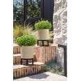 thumbnail image 3 of Veradek Mason Series Raised Demi 12" Plastic-Stone Planter with Stand - 2-Pack Sand/Black, 3 of 10