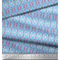thumbnail image 3 of Soimoi Blue polyester Crepe Fabric Filigree Damask Printed Craft Fabric by the Yard 42 Inch Wide, 3 of 3