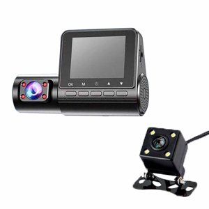 Cameland 3 Canal Dash Cam Intérieur avant et arrière 1080P Caméra de Dash pour voitures Caméra de voiture à trois voies Dashcam avec ir Night Vision Loop Enregistrement Détection de mouvement
