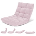 thumbnail image 1 of Costway Chaise de Sol Réglable à 14 Positions, Chaise de Jeu Paresseuse Pliante, Sofa Coussiné, Nouveau, Rose Pâle, 1 of 10