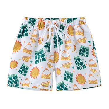 B91xZ Maillot de Bain Garçon à Enfiler avec Doublure de Compression, Shorts de Bain Séchage Rapide, Maillot avec Boxeur, Blanc 3-4 Ans