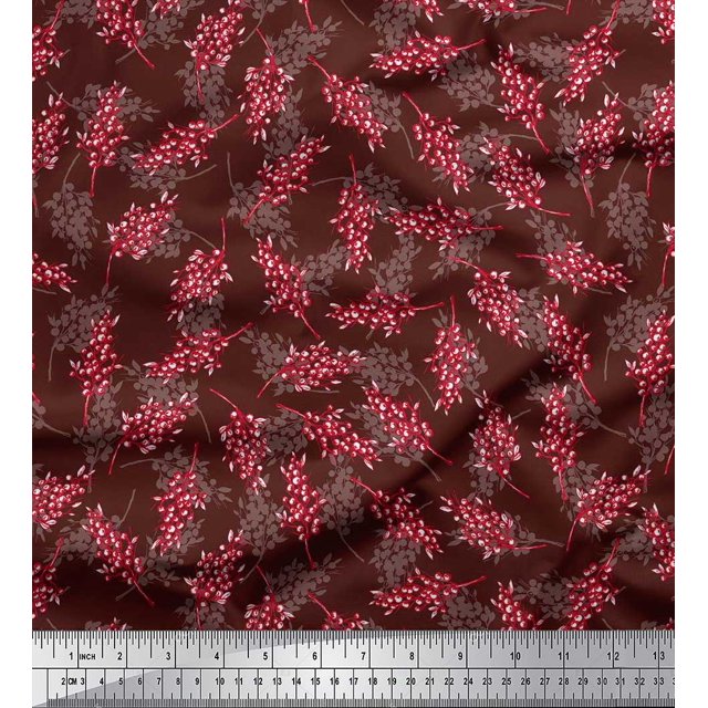 Soimoi Tissu Modal Satin Imprimé Baies Fruits 1 Yard 42 Pouces de Large
