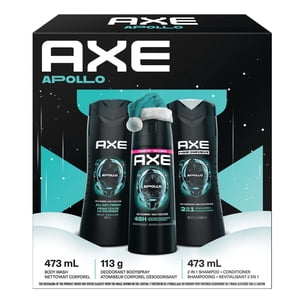 AXE Gift Ensemble pour hommes avec lavage du corps, 2-in-1 Shampooing + Conditionneur, et un Déodorant Spray Corps pour les hommes Apollo Signature Fragrance