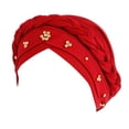 thumbnail image 1 of Aocisk Turban Tressé Perlé avec Foulard, Casquette pour Femmes, Couvre-Chef Mode Style Baseball, Rouge, Taille Unique, 1 of 7