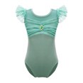 thumbnail image 1 of CHUANK Kids Girls Ballet Dance Gymnastics Leotard Tutu Ruffle Sleeve Ruched Mesh Bodysuit Ballerina Dancing Class Performance Dancewear, 1 of 7