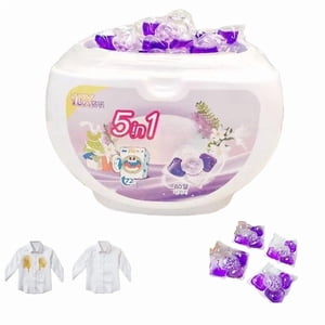 5-in-1 White Musk Laundry Detergent Pods 5 in 1 Laundry Pods with Fabric Softener and Scent Beads Deep Cleaning Capsules for All Fabrics and Colors 1 Pc