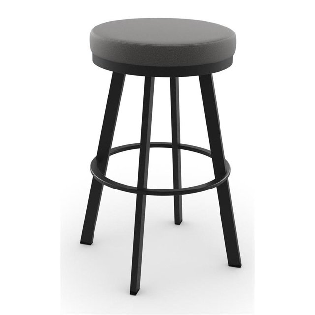 Amisco Swice 30.25" Polyester Swivel Bar Stool in Heather Light Gray/Black