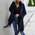 thumbnail image 4 of GDREDA Womens Solid Color Collar Cloak Knitted Capes Shawl Tassel Open Front Cardigans Sweater Coat Workout Clothes, 4 of 4