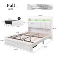 thumbnail image 2 of SIBEDS LED Bed Frame with Drawer Pockets and PU Upholstered White Wingback Headboard, Full, 2 of 8
